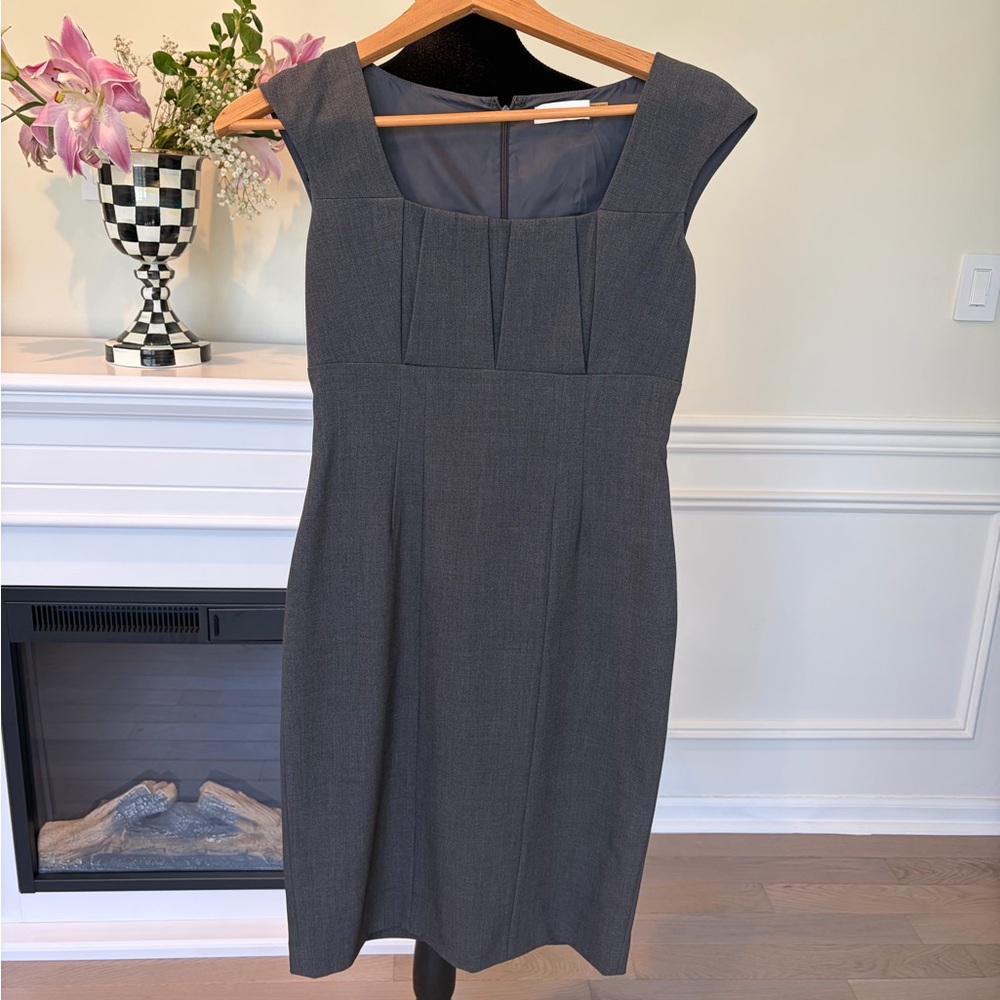 Calvin Klein Charcoal Gray Midi Sheath Dress